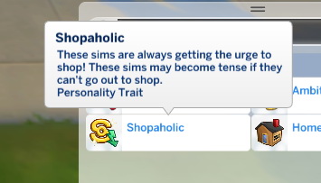  Mod The Sims: Shopaholic Trait by KerriganSaila