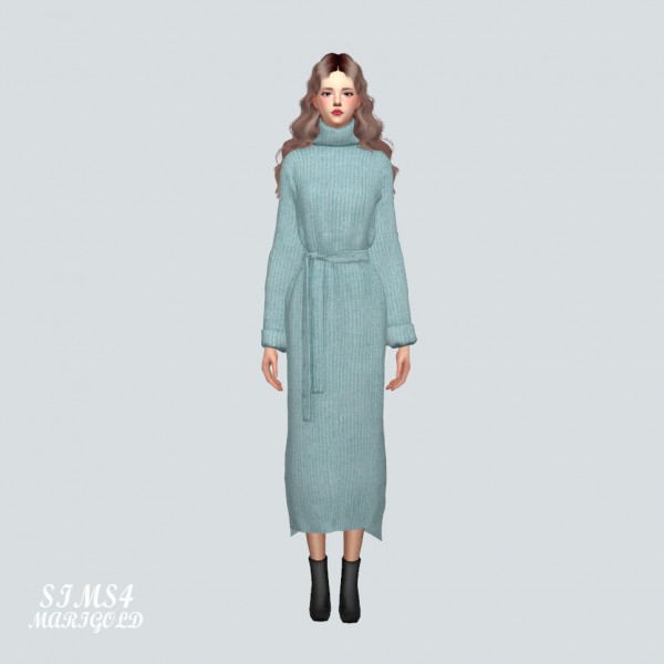  SIMS4 Marigold: Long Turtleneck Dress