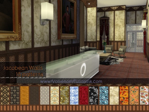 The Sims Resource: Wentworth Dark Wood Walls Textiles by Volvenom