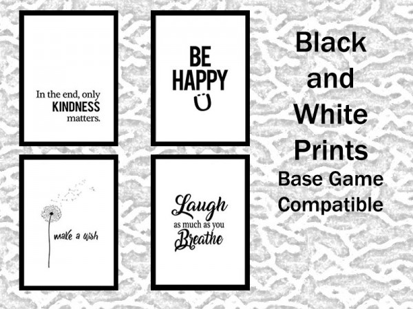  The Sims Resource: Black and White Prints by Rosannep