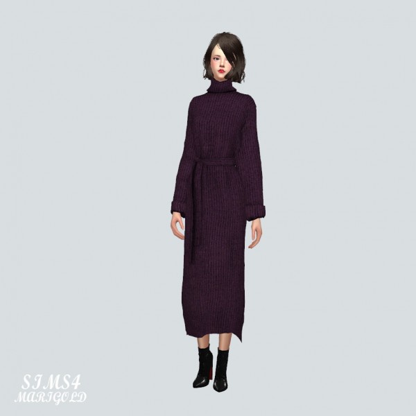  SIMS4 Marigold: Long Turtleneck Dress