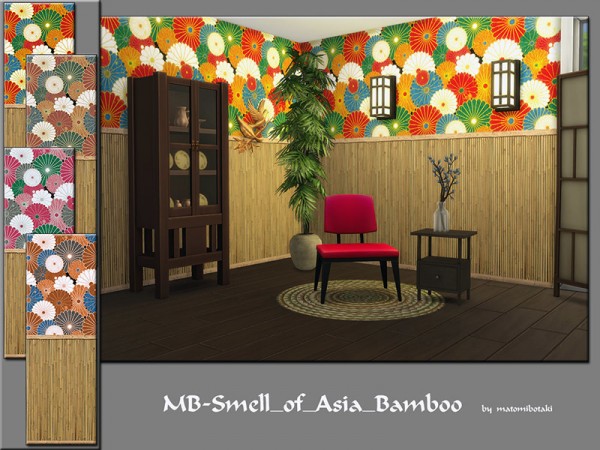  The Sims Resource: Smell of Asia Bamboo walls by matomibotaki