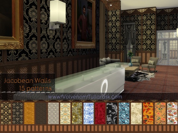  The Sims Resource: Wentworth Dark Wood Walls Textiles by Volvenom