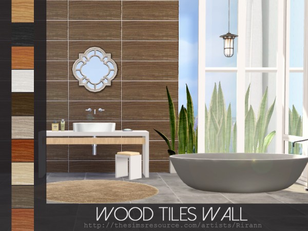  The Sims Resource: Wood Tiles Wall by Rirann