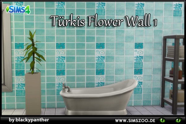  Blackys Sims 4 Zoo: Tuerkis Flower wall 1 by blackypanther