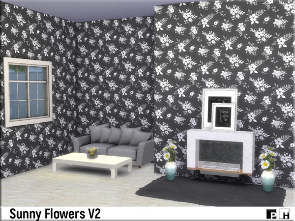  The Sims Resource: Sunny Flower Walls V2 by Pinkfizzzzz