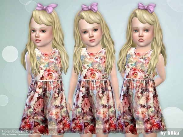  The Sims Resource: Floral Jacquard Dress by lillka