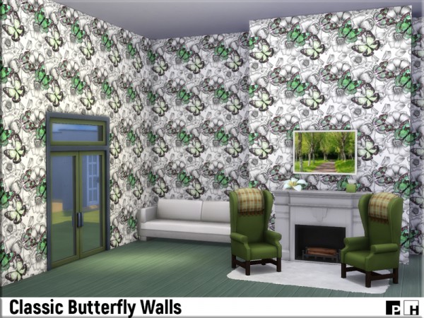  The Sims Resource: Classic Butterfly Walls by Pinkfizzzzz