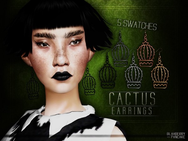  The Sims Resource: Cactus Earrings by Blahberry Pancake