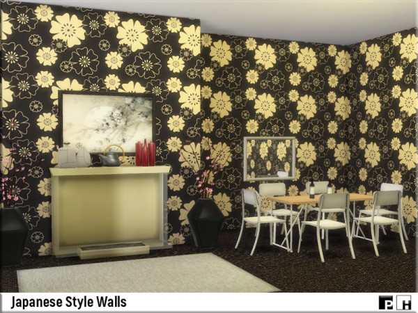 The Sims Resource: Japanese Style Walls by Pinkfizzzzz