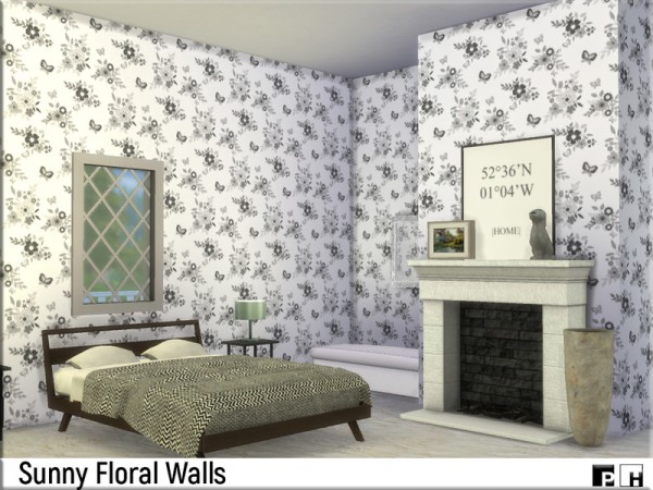  The Sims Resource: Sunny Flower Walls by Pinkfizzzzz