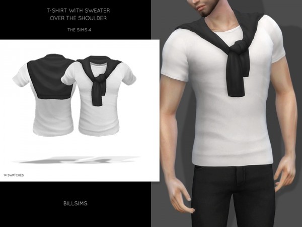  The Sims Resource: T shirt With Over The Shoulder Sweater by Bill Sims