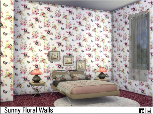  The Sims Resource: Sunny Flower Walls by Pinkfizzzzz
