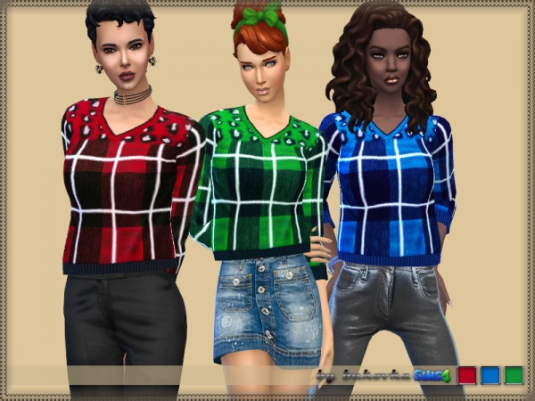 The Sims Resource: Sweater Checkered by bukovka