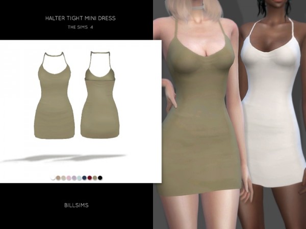  The Sims Resource: Halter Tight Mini Dress by Bill Sims