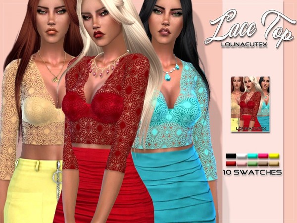  The Sims Resource: Lace Top   Lounacutex by L0UNA