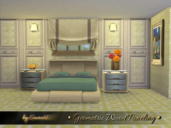  The Sims Resource: Geometric Wood Paneling by emerald