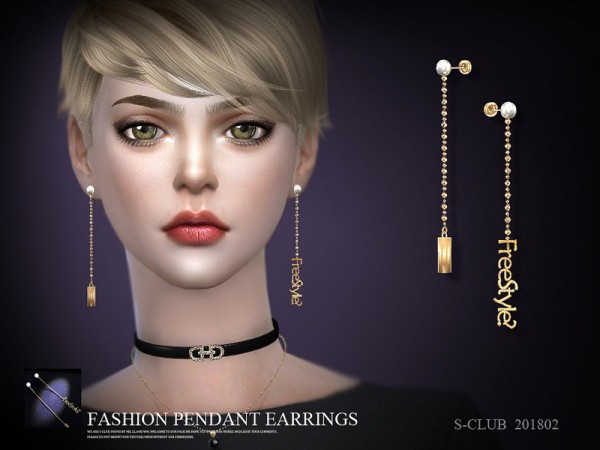  The Sims Resource: Earring 201802 by S Club