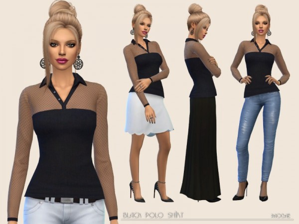  The Sims Resource: Black Polo Shirt by Paogae
