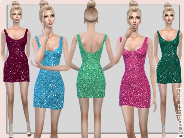  The Sims Resource: Short Sequin Dress by melisa inci