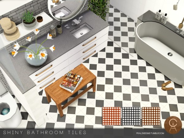  The Sims Resource: Shiny Bathroom Tiles by Pralinesims