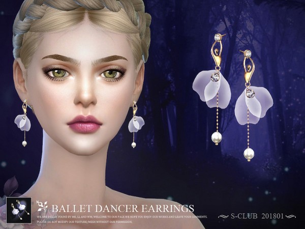  The Sims Resource: Earring 201801 by S Club