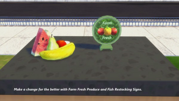 Mod The Sims: Produce and Fish Market Themed Restock Sign Overrides by Snowhaze
