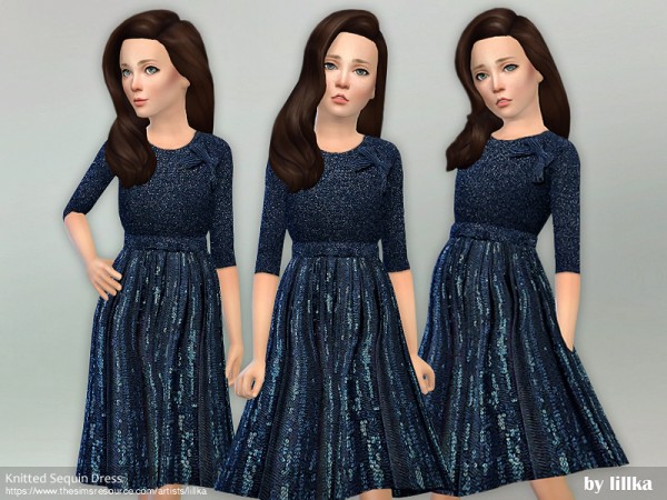  The Sims Resource: Knitted Sequin Dress by lillka