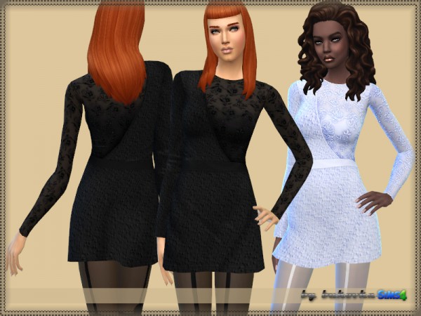  The Sims Resource: Dress one Sleeve Lace by bukovka