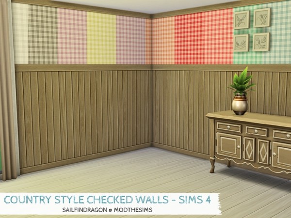  Mod The Sims: Country Style Checked Walls by sailfindragon