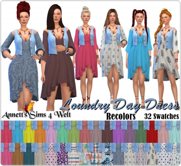  Annett`s Sims 4 Welt: Laundry Day Stuff Dress   Recolors