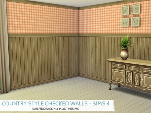  Mod The Sims: Country Style Checked Walls by sailfindragon