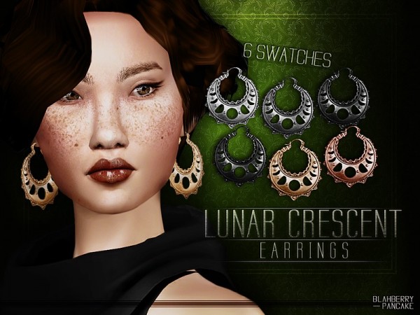  The Sims Resource: Lunar Crescent Earrings by Blahberry Pancake