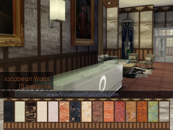  The Sims Resource: Wentworth Dark Wood Walls Stone by Volvenom