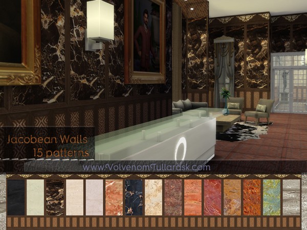  The Sims Resource: Wentworth Dark Wood Walls Stone by Volvenom