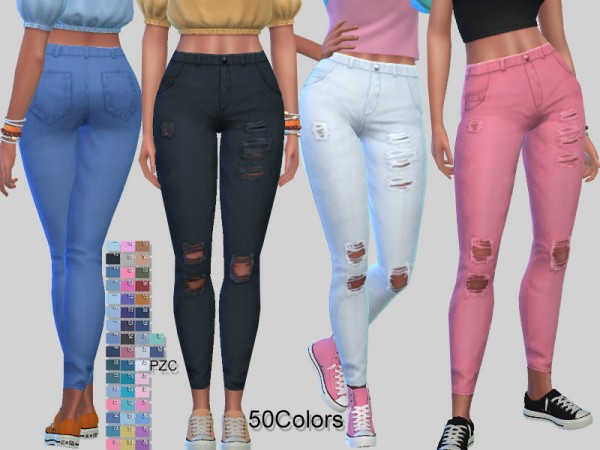  The Sims Resource: Bellezza Ripped Denim Jeans by Pinkzombiecupcakes