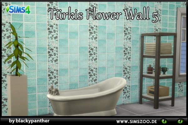  Blackys Sims 4 Zoo: Tuerkis Flower 5 walls by blackypanther