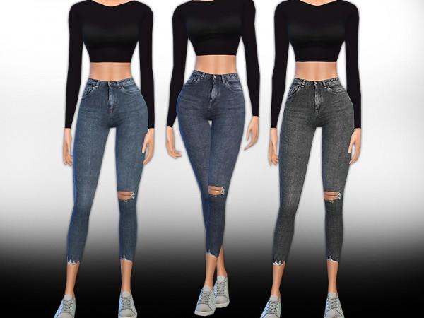  The Sims Resource: New Style Realistic Crop Jeans by Saliwa