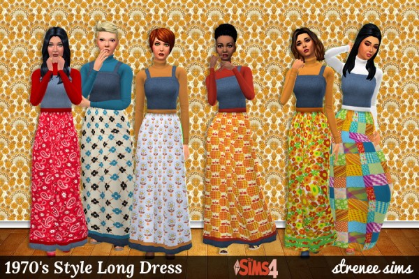 Strenee sims: 1970’s Styled Long Dress