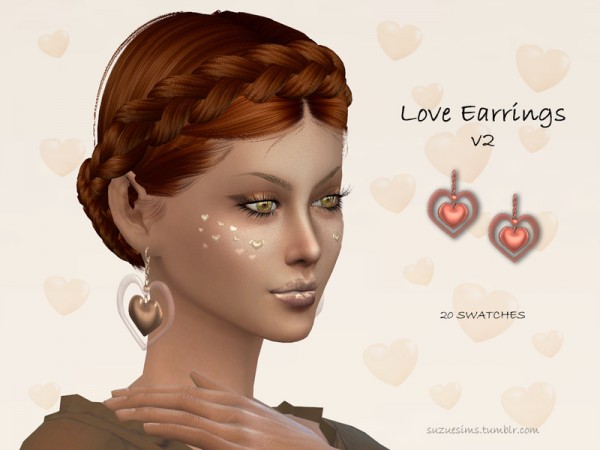  The Sims Resource: Love Earrings v2 by Suzue