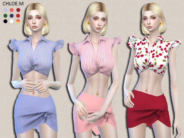  The Sims Resource: Resort style shirt and skirt by ChloeMMM