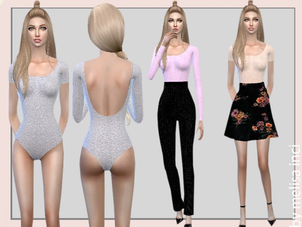  The Sims Resource: Scoop Neck Open Back Bodysuit by melisa inci