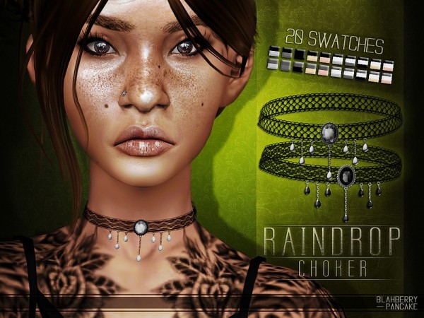  The Sims Resource: Raindrop Choker by Blahberry Pancake