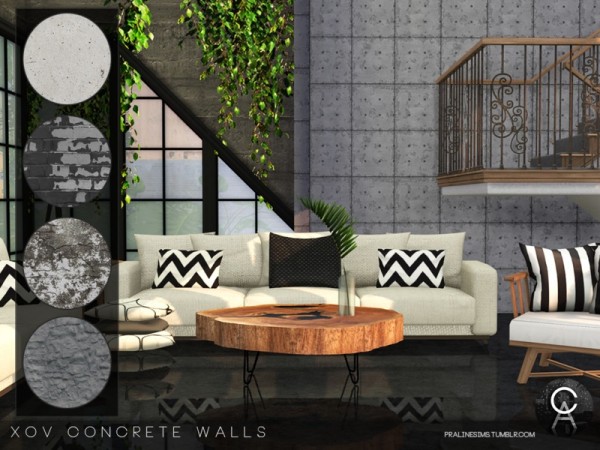  The Sims Resource: XOV Concrete Walls by Pralinesims