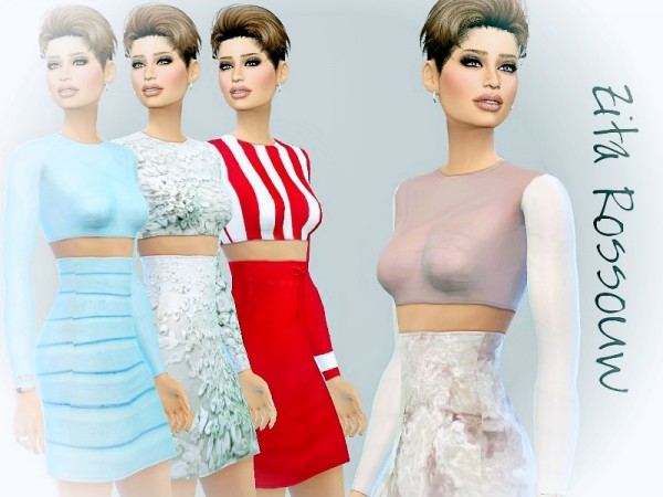  The Sims Resource: Sleek top and skirt by ZitaRossouw