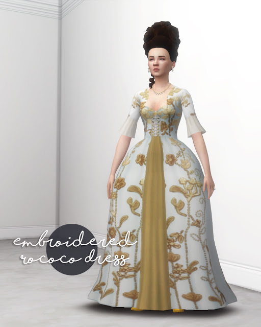  History Lovers Sims Blog: Embroided Rococo dress