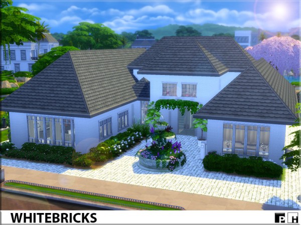  The Sims Resource: White Bricks house by Pinkfizzzzz