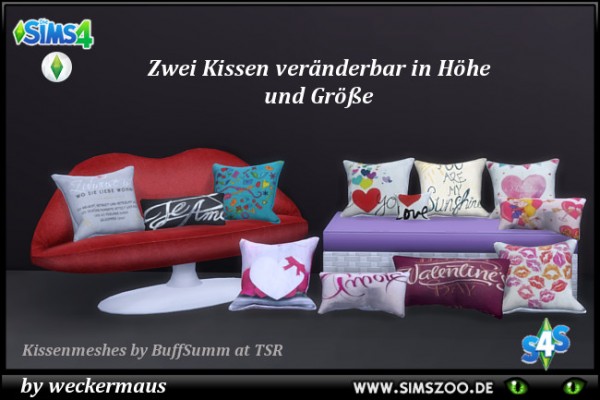  Blackys Sims 4 Zoo: Valentins pillows by weckermaus