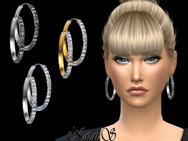  The Sims Resource: Crystal Hoop Earrings by NataliS