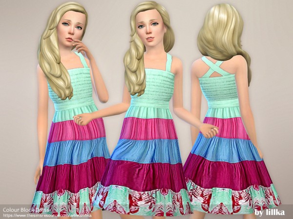  The Sims Resource: Colour Block Dress by lillka
